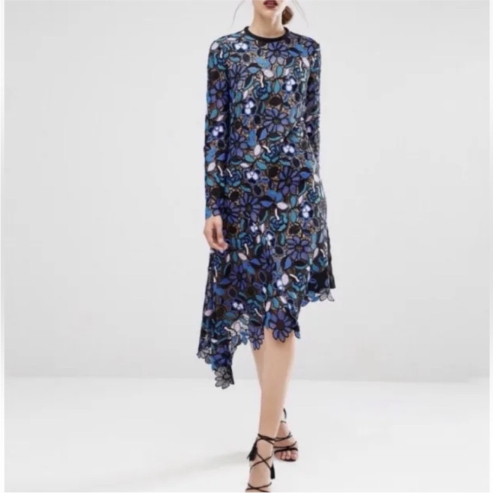 Self-Portrait Floral Lace Midi Dress UK6/US2